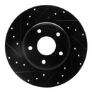 R1 12-20 Chrysler Town & Country Rear Left Drilled & Slotted Black Brake Rotor
