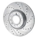 R1 99-04 Audi S6 Front Right Drilled & Slotted Silver Brake Rotor