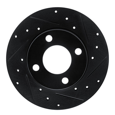 R1 78-85 Audi 5000 Front Right Drilled & Slotted Black Brake Rotor