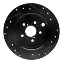 R1 12-23 Subaru XV Crosstrek Rear Drilled & Slotted Black Brake Rotor Set
