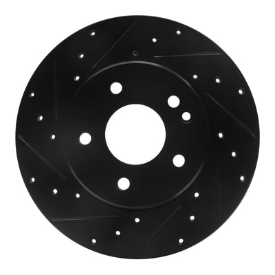 R1 97-98 Mercedes-Benz C230 Front Left Drilled & Slotted Black Brake Rotor