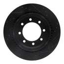 R1 08-25 Ford E-150 Rear Left Drilled & Slotted Black Brake Rotor