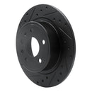 R1 99-10 Saab 9-5 Rear Left Drilled & Slotted Black Brake Rotor
