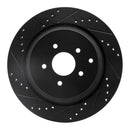 R1 09-24 Infiniti QX70 Rear Drilled & Slotted Black Brake Rotor Set