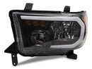 Raxiom 07-13 Toyota Tundra Axial Series Headlights w/ LED Bar- Black Housing (Clear Lens)