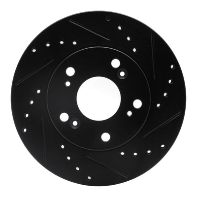 R1 02-15 Acura RSX Front Right Drilled & Slotted Black Brake Rotor