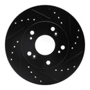 R1 06-11 Honda Civic Front & Rear Drilled & Slotted Black Brake Rotor Set