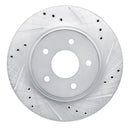R1 17-25 Nissan Qashqai (Canada) Rear Right Drilled & Slotted Silver Brake Rotor