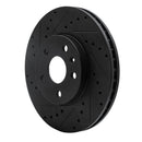 R1 2008-2014 Cadillac CTS Front Left Drilled & Slotted Black Brake Rotor