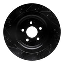 R1 15-23 Ford Mustang Rear Right Drilled & Slotted Black Brake Rotor