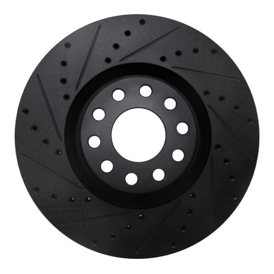R1 99-04 Audi S6 Front Left Drilled & Slotted Black Brake Rotor