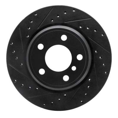 R1 02-06 BMW X5 Rear Left Drilled & Slotted Black Brake Rotor