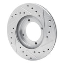 R1 87-99 Hyundai Accent Front Left Drilled & Slotted Silver Brake Rotor