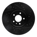 R1 13-25 Cadillac CT4 Front Left Drilled & Slotted Black Brake Rotor