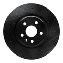 R1 12-21 Tesla Model X Front Right Drilled & Slotted Black Brake Rotor