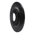 R1 13-25 Hyundai Kona Rear Left Drilled & Slotted Black Brake Rotor