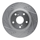 R1 2021-2025 Infiniti QX60 Rear Left Drilled & Slotted Silver Brake Rotor