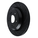 R1 11-17 Hyundai Equus Rear Right Drilled & Slotted Black Brake Rotor