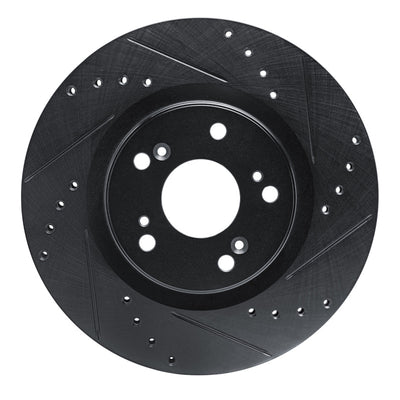 R1 12-16 Honda CR-V Front Right Drilled & Slotted Black Brake Rotor