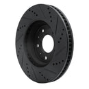 R1 03-08 Cadillac STS Front Left Drilled & Slotted Black Brake Rotor