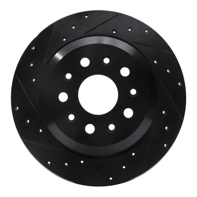 R1 18-25 Jeep Wrangler Rear Left Drilled & Slotted Black Brake Rotor
