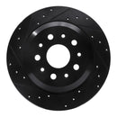 R1 18-25 Jeep Wrangler Rear Left Drilled & Slotted Black Brake Rotor