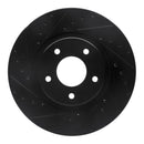 R1 98-06 Jaguar XK8 Front Left Drilled & Slotted Black Brake Rotor