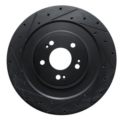 R1 21-26 Genesis Electrified GV70 Rear Left Drilled & Slotted Black Brake Rotor