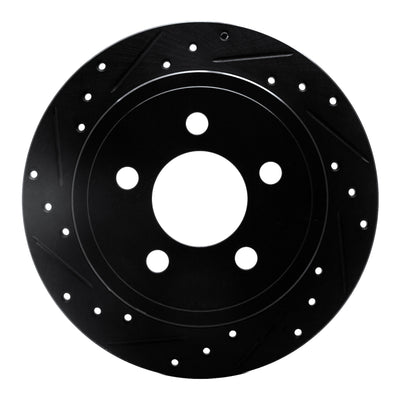 R1 03-07 Jeep Liberty Rear Left Drilled & Slotted Black Brake Rotor
