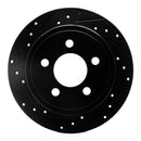 R1 03-07 Jeep Liberty Rear Left Drilled & Slotted Black Brake Rotor