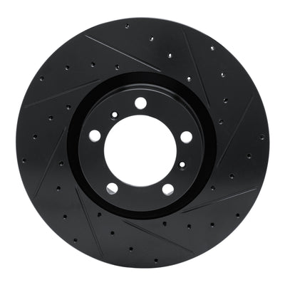 R1 10-24 Audi RS e-Tron GT Right Front Drilled & Slotted Black Brake Rotor