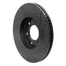 R1 07-24 Infiniti QX56 Front Left Drilled & Slotted Black Brake Rotor