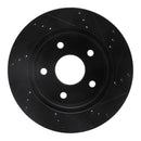 R1 05-11 Dodge Dakota 4WD Front Left Drilled & Slotted Black Brake Rotor
