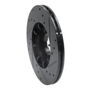 R1 85-94 Subaru GL-10 Front Left Drilled & Slotted Black Brake Rotor