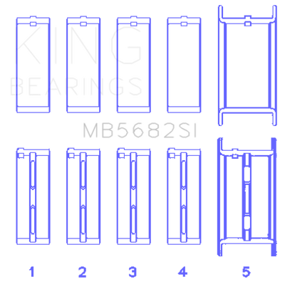 King Engine Bearings gm 496ci/8.1L 16v (Size STD) Performance Main Bearing Set