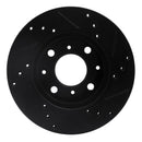 R1 90-00 Honda Civic del Sol Front Drilled & Slotted Black Brake Rotor Set
