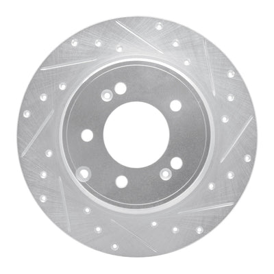 R1 17-19 Kia Cadenza Rear Right Drilled & Slotted Silver Brake Rotor