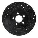 R1 05-23 Chrysler 300 Front & Rear Drilled & Slotted Black Brake Rotor Set