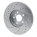R1 16-24 Mini Cooper Clubman Front Right Drilled & Slotted Silver Brake Rotor