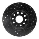 R1 05-18 Audi A3 Quattro Rear Left Drilled & Slotted Black Brake Rotor