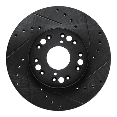 R1 91-92 Lexus LS400 Front Right Drilled & Slotted Black Brake Rotor