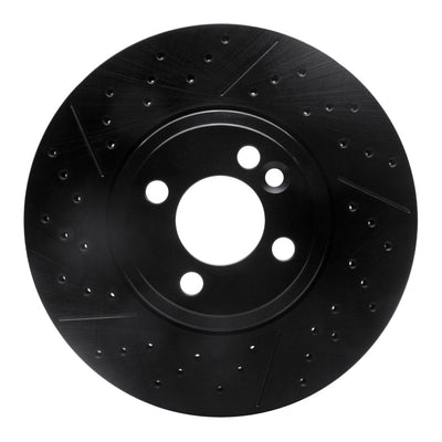 R1 07-15 Mini Cooper Clubman Front Drilled & Slotted Black Brake Rotor