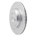 R1 09-19 BMW 750LI Rear Left Drilled & Slotted Silver Brake Rotor