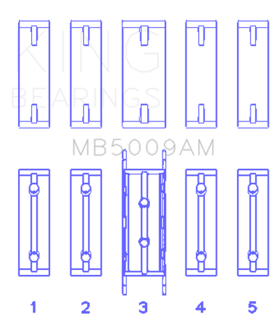 King Engine Bearings Ford Fiesta 1.25I (ZETec/Ecoboost 1.6) (Size +0.50mm) Main Bearing Set