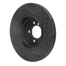 R1 05-08 BMW 760I Rear Left Drilled & Slotted Black Brake Rotor