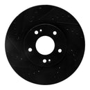 R1 10-13 Hyundai Santa Fe Front Left Drilled & Slotted Black Brake Rotor