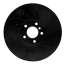 R1 10-18 BMW 535I GT Right Front Drilled & Slotted Black Brake Rotor