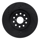 R1 93-98 Toyota Supra Front Right Drilled & Slotted Black Brake Rotor