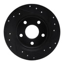 R1 93-05 Ford Taurus SHO Rear Left Drilled & Slotted Black Brake Rotor