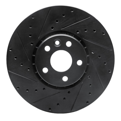 R1 10-16 Volvo XC60 Front Left Drilled & Slotted Black Brake Rotor